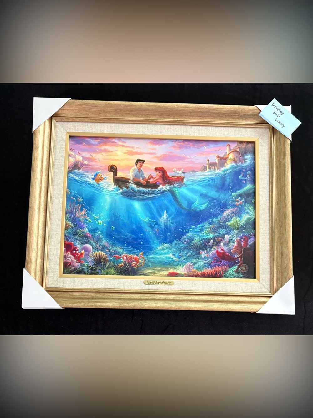 NEW Thomas Kinkade Disney The Little Mermaid Falling In love Canvas 21x17 w/COA